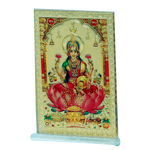 Goddess Lakshmi Is Sitting on Lotus Flower Photo - 4 x 2 Inches | For Pooja Temple | Home Decor | Car Dashboard | Office & Mandir Decoration And Gifts