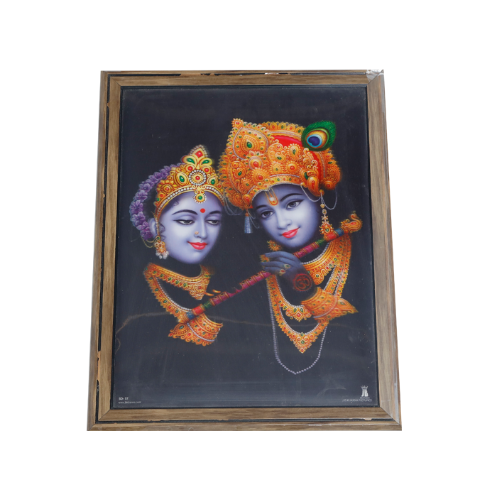 Goddess Radha And Lord Krishan Photo Frame - 17 × 13 Inches | For Pooja Temple | Home Decor And Gifts