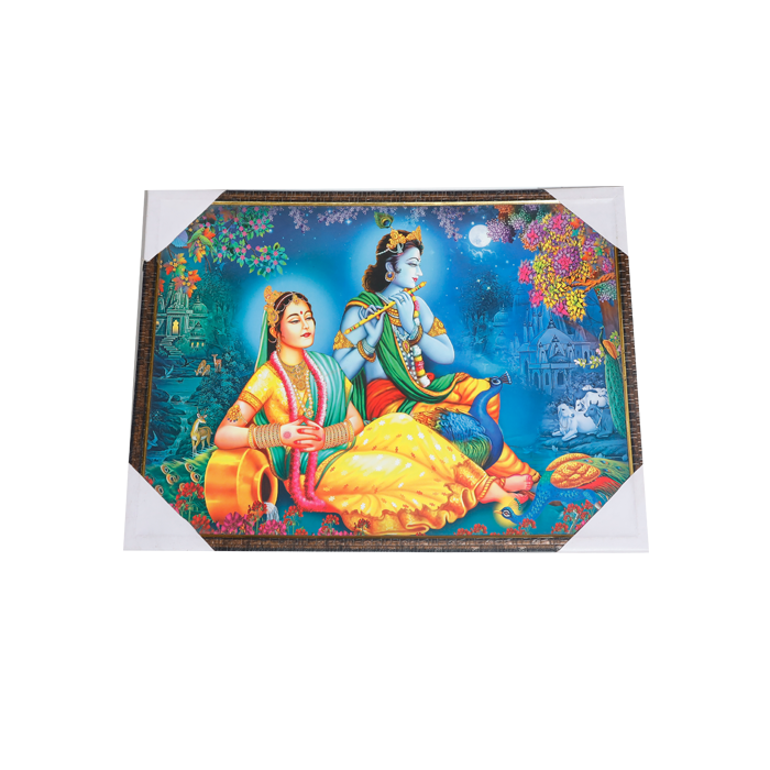 Goddess Radha And Lord Krishan Photo Frame - 25 × 19 Inches | For Pooja Temple | Home Decor And Gifts
