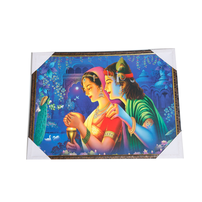 Goddess Radha And Lord Krishan Photo Frame - 25 × 19 Inches | For Pooja Temple | Home Decor And Gifts
