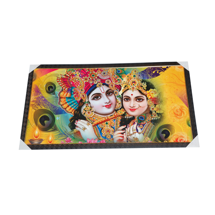Goddess Radha And Lord Krishan Photo Frame - 21 × 39 Inches | For Pooja Temple | Home Decor And Gifts