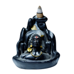 Lord Shiva Ji Mahadev Backflow Smoke Fountain - 4 × 3 Inches | Backflow Dhoop Cone with Stand | For Pooja Temple | Home Decor | Office Decoration | Mandir Decoration And Gifts
