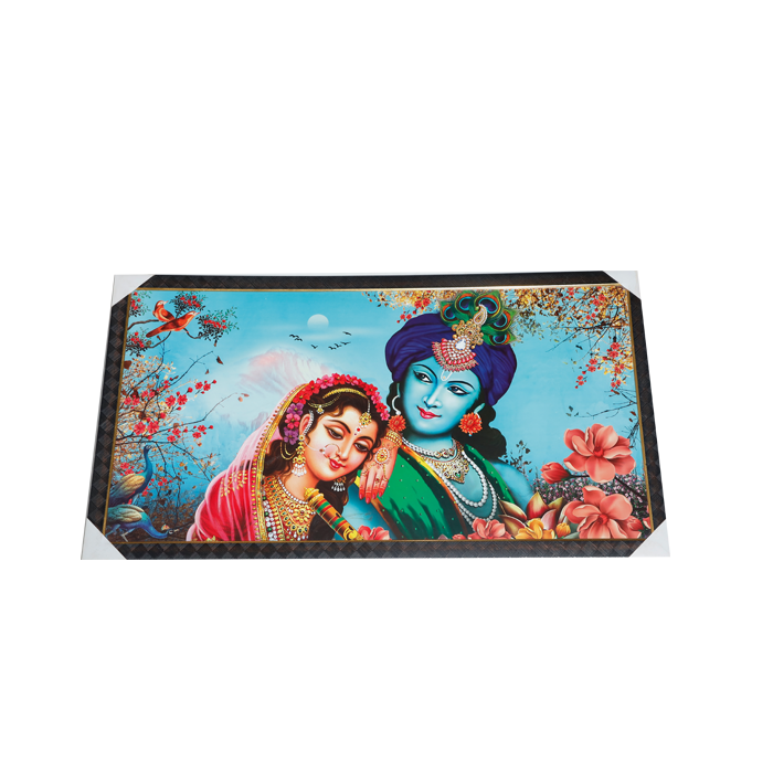 Goddess Radha And Lord Krishan Photo Frame - 21 × 39 Inches | For Pooja Temple | Home Decor And Gifts