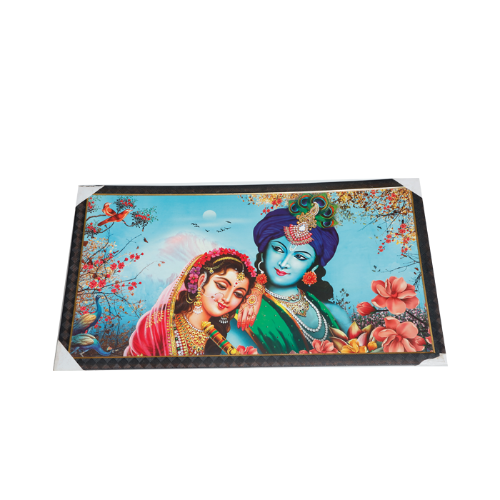 Goddess Radha And Lord Krishan Photo Frame - 21 × 39 Inches | For Pooja Temple | Home Decor And Gifts
