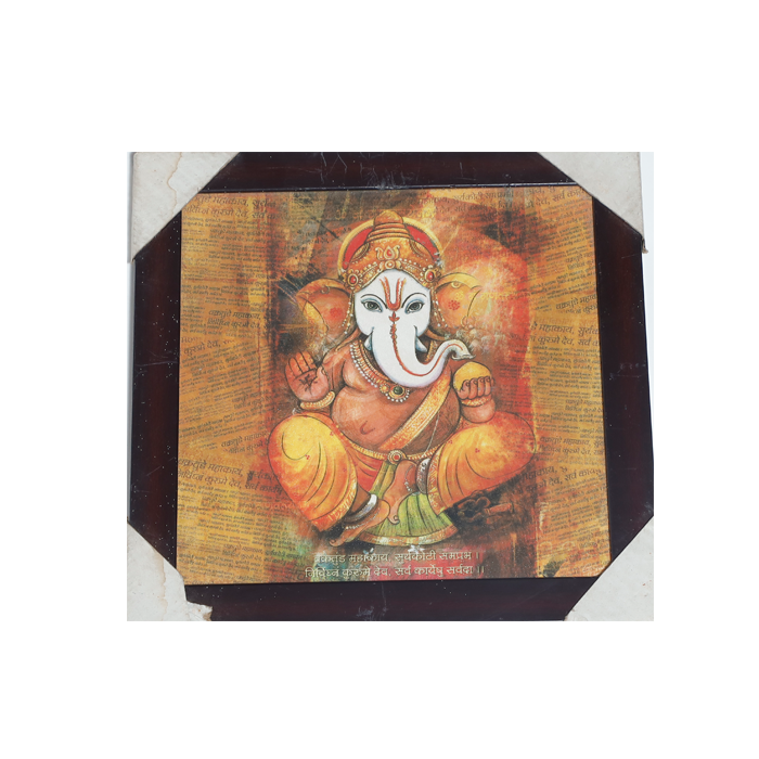 Lord Ganesha Photo Frame - 11 × 11 Inches | For Pooja Temple | Home Decor And Gifts