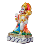 Lord Hanuman Ji Is Sitting On The Throne | Marble Dust Murti Idol - 5 × 3 Inches | For Pooja Temple | Home Decor | Office Decoration | Mandir Decoration And Gifts