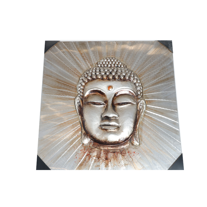 Lord Gautam Buddha Handmade Wall Painting Photo Frame - 32 × 31 Inches | For Pooja Temple | Home Decor And Gifts