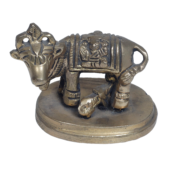 Brass Murti 2 No. Cow And Collins - 2 × 3 Inches | 2.5 × 3 Inches | For Pooja Temple | Home Decor | Office & Mandir Decoration | Vastu & Spiritual Decor, Ideal for Worship And Gifts