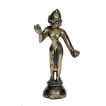 Brass Murti Goddess Radha Is Standing At The Stool - 4 × 2.5 Inches | For Pooja Temple | Home Decor | Office & Mandir Decoration And Gifts