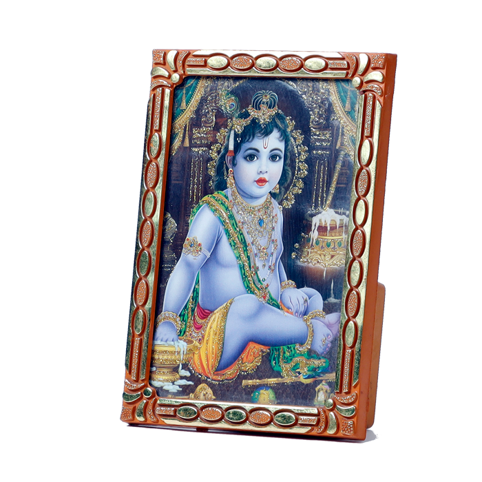 Lord Bal Gopal Krishna Photo Frame - 5 × 3 Inches | For Pooja Temple | Home Decor | Office Decoration | Mandir Decoration And Gifts