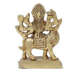 Brass Murti Goddess Durga Mata Is Sitting On Lion - 3 × 2 Inches | For Pooja Temple | Home Decor | Office & Mandir Decoration And Gifts