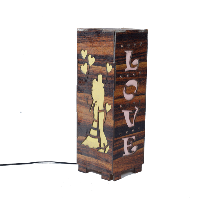 Arton Led Starlight Wooden Night Lamp - 12 × 4 Inches | Home Decoration | Wooden Table Lamp | Living Room Bedroom Bedside Lamp And Gift For Bride