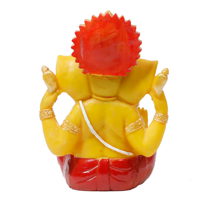 Lord Ganesha Is Sitting On Throne Marble Dust Murti Idol - 8 x 5 Inches | For Pooja Temple | Home Decor | Office Decoration | Mandir Decoration And Gifts