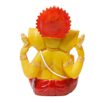 Lord Ganesha Is Sitting On Throne Marble Dust Murti Idol - 8 x 5 Inches | For Pooja Temple | Home Decor | Office Decoration | Mandir Decoration And Gifts