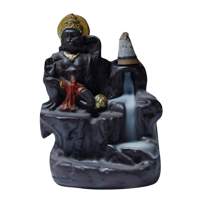 Shree Balaji Hanuman Backflow Smoke Fountain - 4 × 3 Inches | Backflow Dhoop Cone with Stand | For Pooja Temple | Home Decor | Office Decoration | Mandir Decoration And Gifts