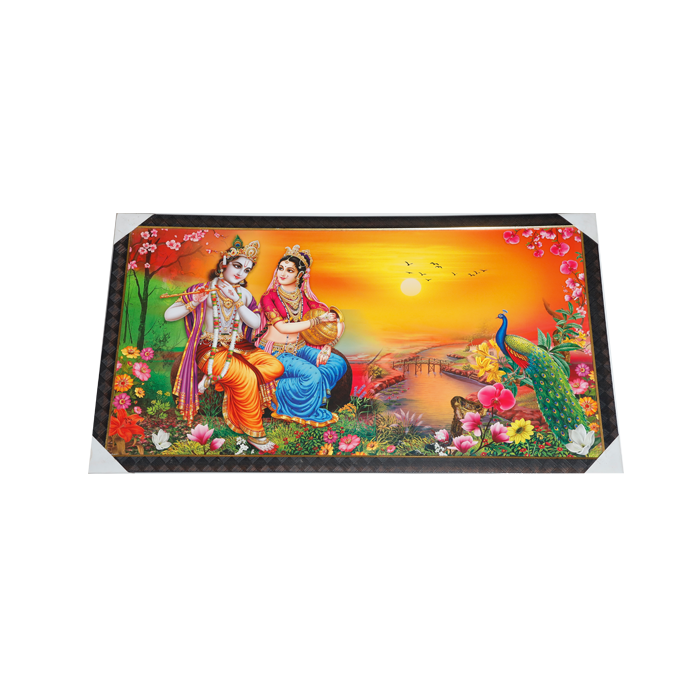 Goddess Radha And Lord Krishan Photo Frame - 21 × 39 Inches | For Pooja Temple | Home Decor And Gifts