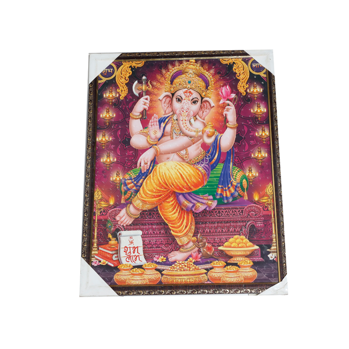 Lord Ganesha Photo Frame - 17 × 25 Inches | For Pooja Temple | Home Decor And Gifts