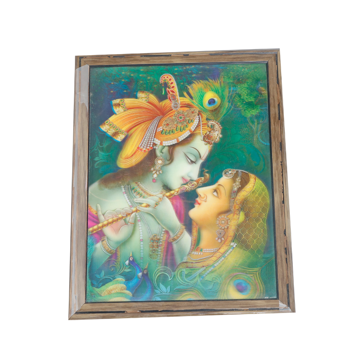 Goddess Radha And Lord Krishan Photo Frame - 17 × 13 Inches | For Pooja Temple | Home Decor And Gifts