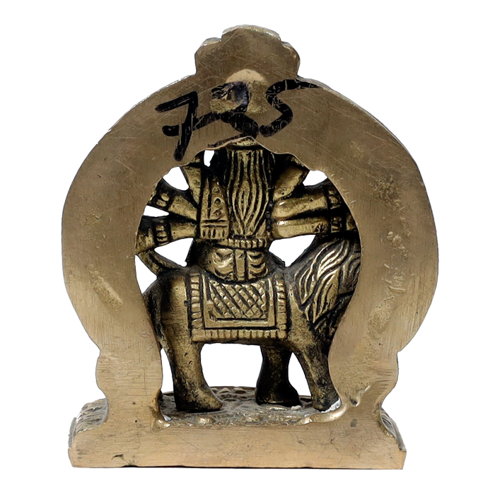 Brass Murti Goddess Durga Mata Is Sitting On Lion - 3 × 2.5 Inches | For Pooja Temple | Home Decor | Office & Mandir Decoration And Gifts