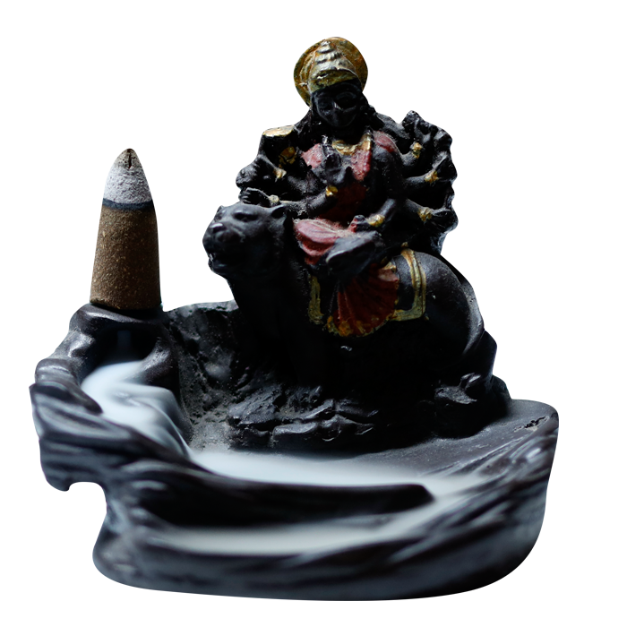 Durga Mata Backflow Smoke Fountain - 4 × 3 Inches | Backflow Dhoop Cone with Stand | For Pooja Temple | Home Decor | Office Decoration | Mandir Decoration And Gifts