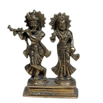 Brass Murti Goddess Radha And Lord Krishana - 6 × 5.5 Inches | For Pooja Temple | Home Decor | Office & Mandir Decoration And Gifts
