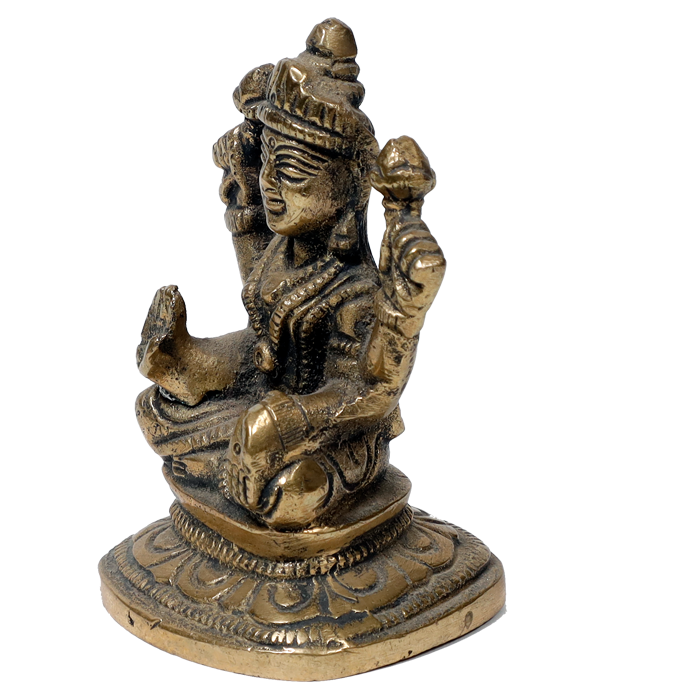 Brass Murti Lakshmi Ji Is Sitting On Throne - 3 × 2.5 Inches | For Pooja Temple | Home Decor | Office & Mandir Decoration And Gifts
