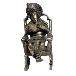 Brass Murti Lord Ganesha Is Sitting On Rocking Chair - 8 × 3 Inches | For Pooja Temple | Home Decor | Office & Mandir Decoration And Gifts
