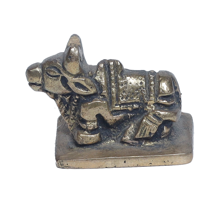 Brass Murti 1 No. Nandi - 1.2 × 2 Inches | For Pooja Temple | Home Decor | Office & Mandir Decoration | Vastu & Spiritual Decor, Ideal for Worship And Gifts