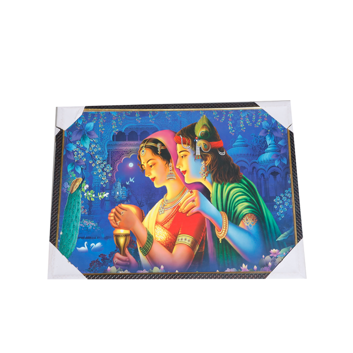 Goddess Radha And Lord Krishan Photo Frame - 25 × 19 Inches | For Pooja Temple | Home Decor And Gifts