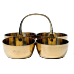 Brass Small Puja Roli | Chawal, Elaichi, Mishri 4 Bowl Stand | Brass Chowmukh Haldi Kumkum - | For Pooja Temple | Home Kitchenware And Gifts