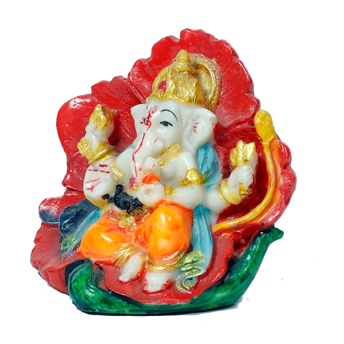 Lord Ganesha Is Sitting On Throne | Marble Dust Murti Idol - 3 x 3 Inches | For Pooja Temple | Home Decor | Office Decoration | Mandir Decoration And Gifts