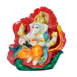 Lord Ganesha Is Sitting On Throne | Marble Dust Murti Idol - 3 x 3 Inches | For Pooja Temple | Home Decor | Office Decoration | Mandir Decoration And Gifts