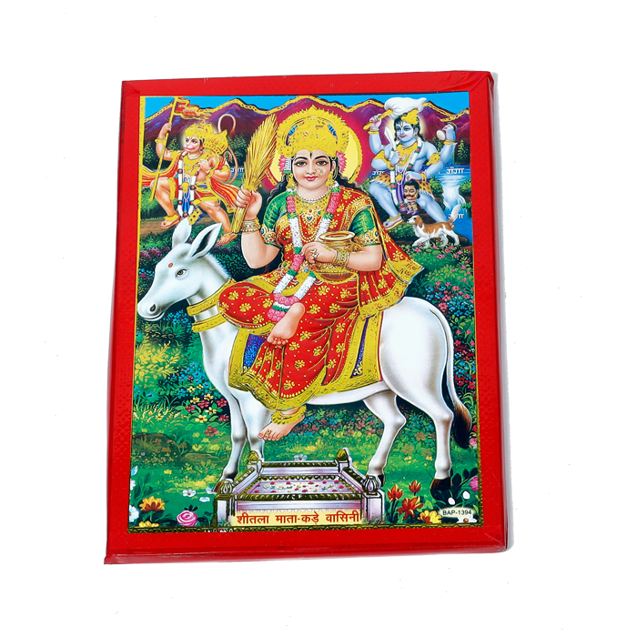 Goddess Sheetala Mata Is Sitting on Donkey Photo Frame - 7 x 5 Inches | For Pooja Temple | Home Decor | Office Decoration | Mandir Decoration And Gifts