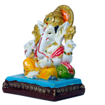 Lord Ganesha Is Sitting On The Throne Marble Dust Murti Idol - 8 × 6 Inches | For Pooja Temple | Home Decor | Office Decoration | Mandir Decoration And Gifts