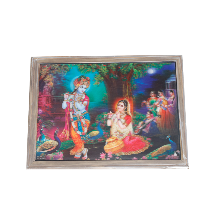 Goddess Radha And Lord Krishan Photo Frame - 17 × 13 Inches | For Pooja Temple | Home Decor And Gifts