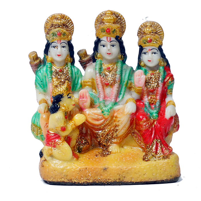 Lord Ram Darbar Marble Dust Murti Idol - 5 × 5 Inches | For Pooja Temple | Home Decor | Office Decoration | Mandir Decoration And Gifts