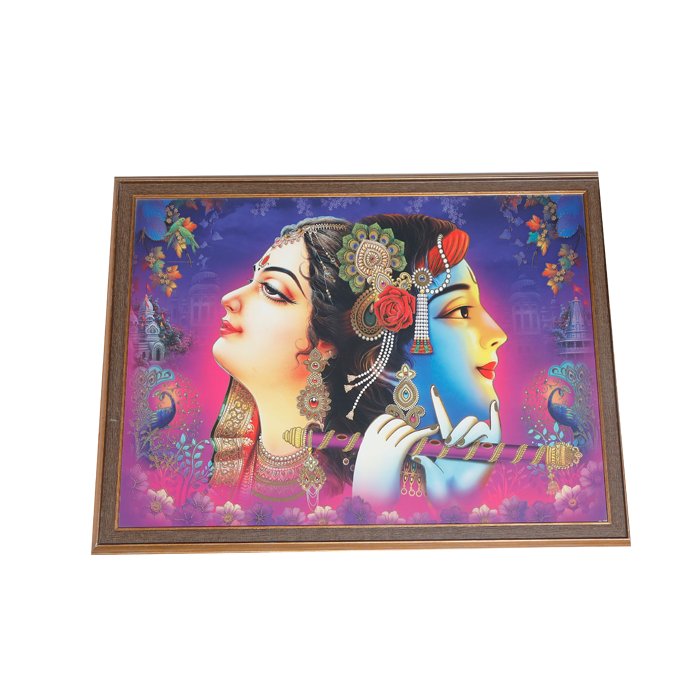 Goddess Radha And Lord Krishan Photo Frame - 26 × 20 Inches | For Pooja Temple | Home Decor And Gifts
