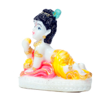Lord Krishna Is Sitting On Throne | Marble Dust Murti Idol - 3 x 3 Inches | For Pooja Temple | Home Decor | Office Decoration | Mandir Decoration And Gifts