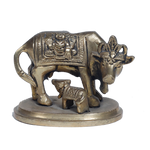 Brass Murti 3 No. Cow And Collins - 2.5 × 3.5 Inches | 3 × 3.5 Inches | For Pooja Temple | Home Decor | Office & Mandir Decoration | Vastu & Spiritual Decor, Ideal for Worship And Gifts