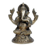Brass Murti Lord Ganesha Is Sitting On Throne - 7 × 4.5 Inches | For Pooja Temple | Home Decor | Office & Mandir Decoration And Gifts
