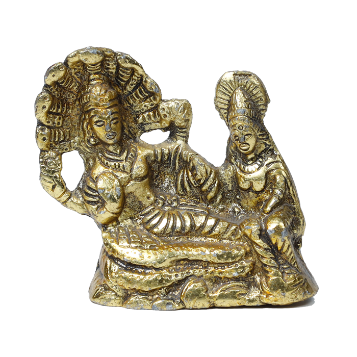 Brass Murti Lord Vishnu And Goddess Lakshmi Ji - 4 × 3 Inches | For Pooja Temple | Home Decor | Office & Mandir Decoration And Gifts