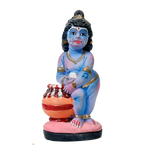 Lord Bal Gopal Krishna, Makhan Chor Kanhiya Terracotta Clay Murti Idol - 7 × 4 Inches | Pooja Temple | Home Decor | Office Decoration | Mandir Decoration And Gifts