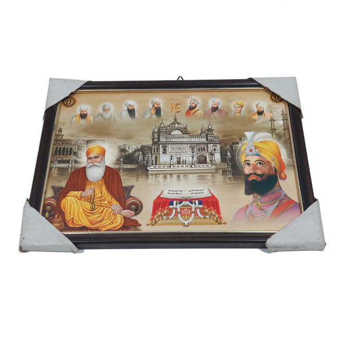 Guru Nanak Dev Ji with Guru Gobind Singh Photo Frame - 9 x 13 Inches | For Pooja Temple | Home Decor | And Gifts