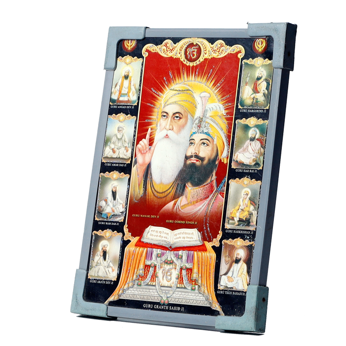 Sikh Guru And Guru Nanak Dev Ji With 10 Gurus Religious Photo Frame - 7 × 5 Inches | For Pooja Temple | Home Decor | Office Decoration | Mandir Decoration And Gifts