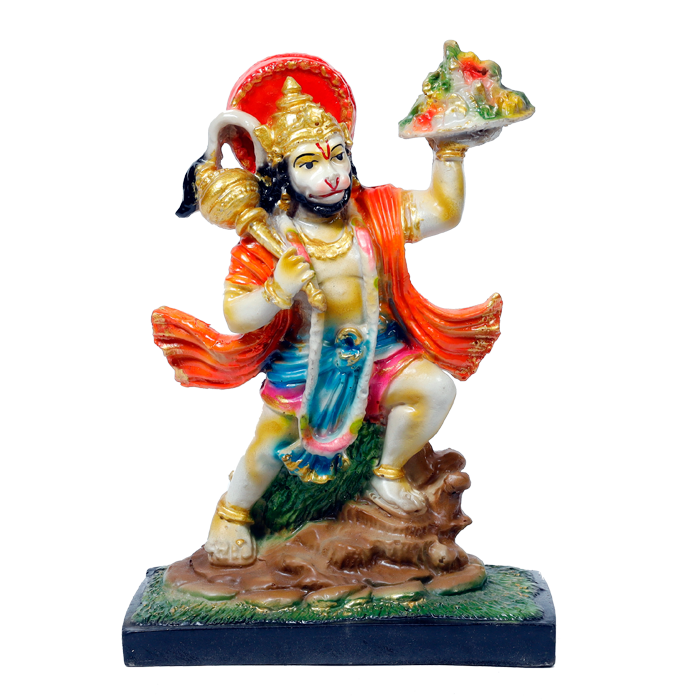 Lord Veer Bajrang Bali Hanuman Ji Murti Idol - 8 × 6 Inches | Hanuman Carrying Mountain of Herbs | For Pooja Temple | Home Decor | Office Decoration | Mandir Decoration And Gifts