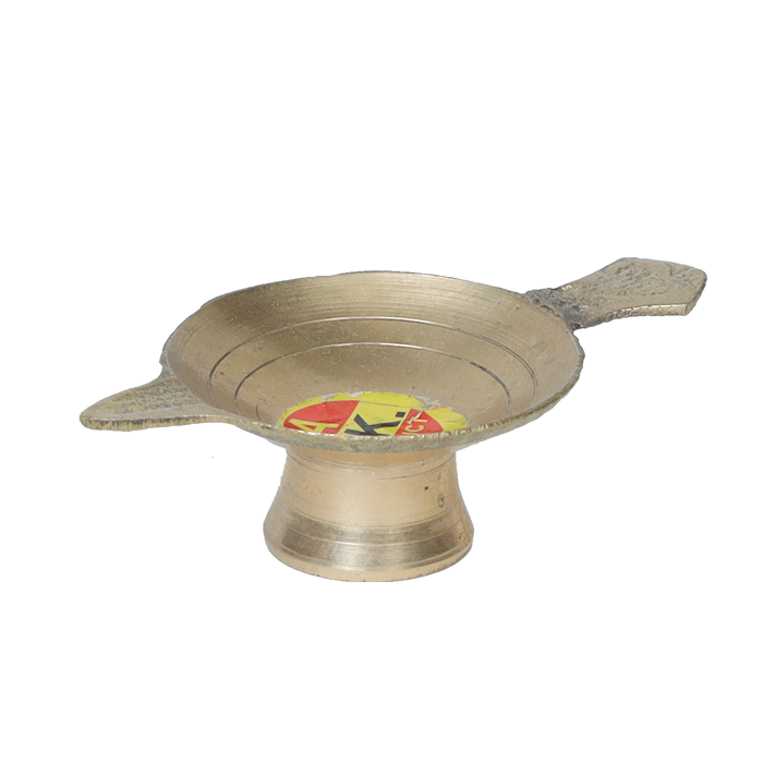 Brass Puja Aarti Diya with Stick - 1.5 × 4 Inches | 1 × 3 Inches | For Pooja Temple | Home And Mandir Decoration And Gifts