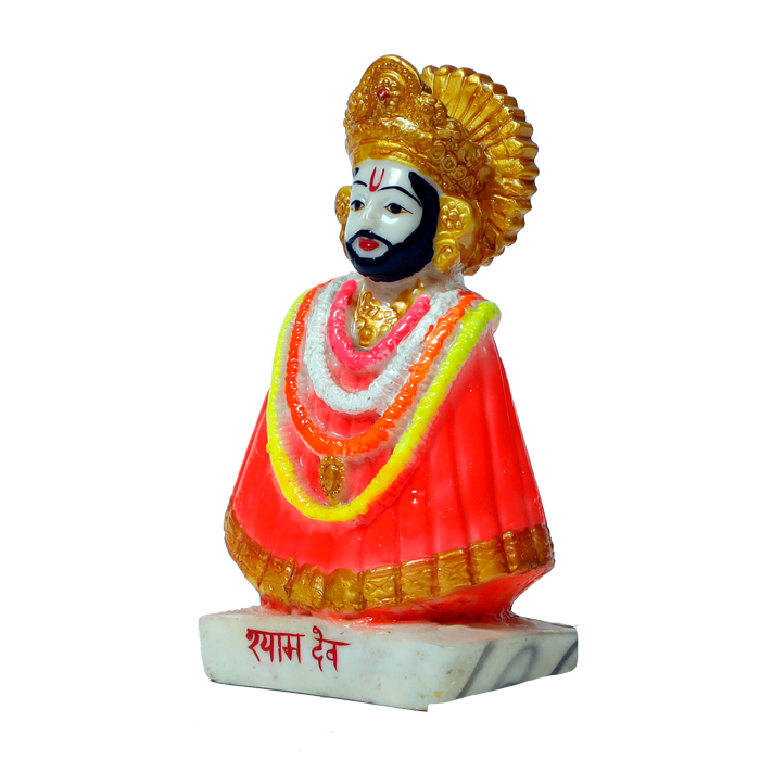 Shree Khatu Shyam Baba Marble Dust Murti Idol - 6 x 3 Inches | For Pooja Temple | Home Decor | Office Decoration | Mandir Decoration And Gifts