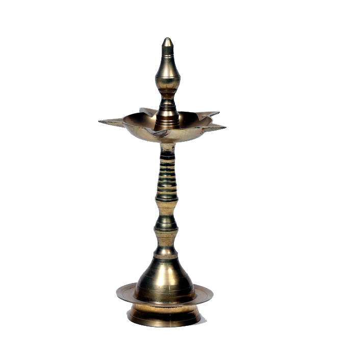 Brass Pancharti Panchmukhi Diya Oil Lamp With Stand - 13 × 5 Inches | 10 × 4 Inches | 8.5 × 4 Inches | For Pooja Temple | Home Decor | Diwali Decorations And Gift