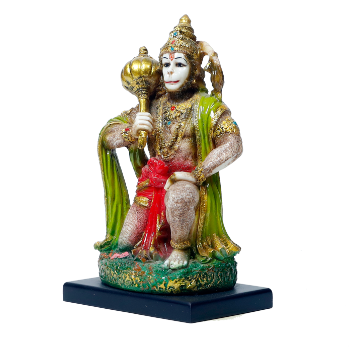 Lord Veer Bajrang Bali Hanuman Ji Marble Dust Murti Idol - 9 x 5 Inches | For Pooja Temple | Home Decor | Office Decoration | Mandir Decoration And Gifts