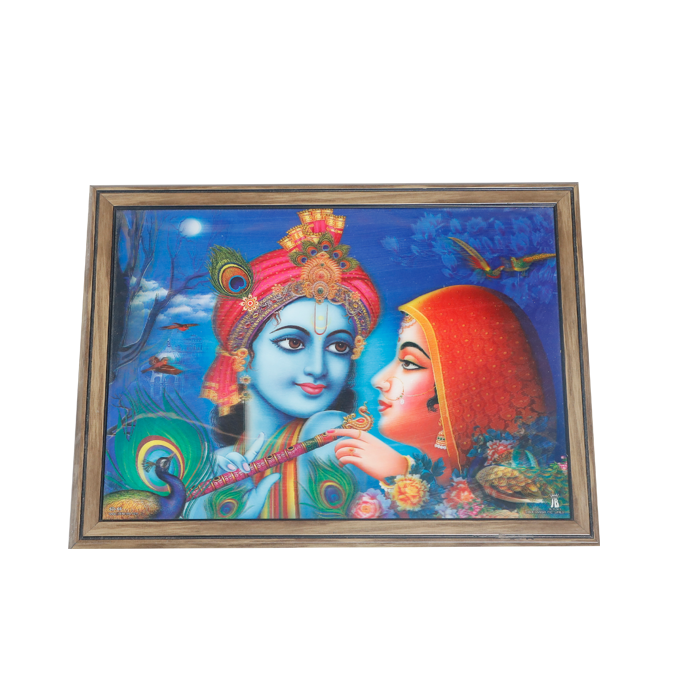 Goddess Radha And Lord Krishan Photo Frame - 17 × 13 Inches | For Pooja Temple | Home Decor And Gifts